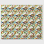 サンタクロースバーベキューアットビーチ ラッピングペーパー (フラット)