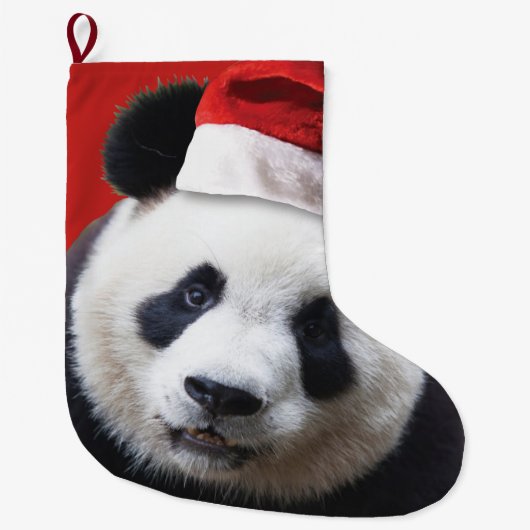 サンタクロースパンダ ラージクリスマスストッキング (正面)