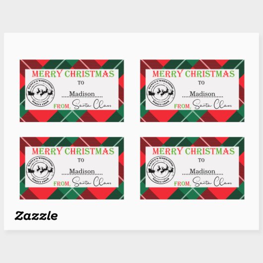 サンタクロースパーソナライズされたからのクリスマス 長方形シール (シート)