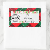 サンタクロースパーソナライズされたからのクリスマス 長方形シール (バッグ)
