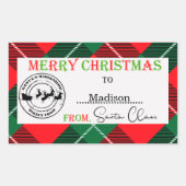 サンタクロースパーソナライズされたからのクリスマス 長方形シール (正面)