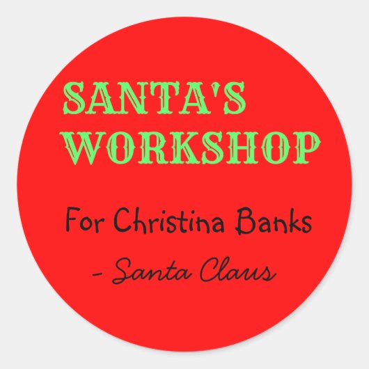 サンタクロースパーソナライズされたからのメッセージ ラウンドシール (正面)