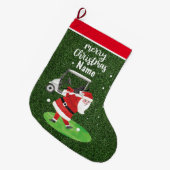 サンタクロースパーソナライズされたにゴルフクリスマスギフト ラージクリスマスストッキング (正面 (吊り時))