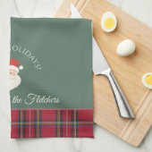 サンタクロースパーソナライズされたの名前&文字クリスマス キッチンタオル (四つ折り)