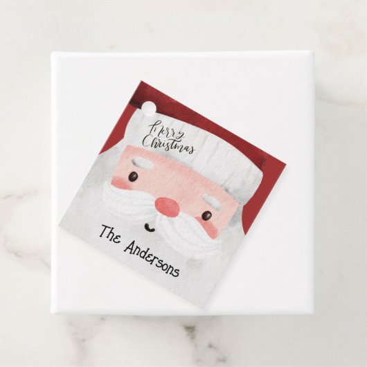 サンタクロースパーソナライズされたウォーターカラークリスマス フェイバータグ (インサイチュ)