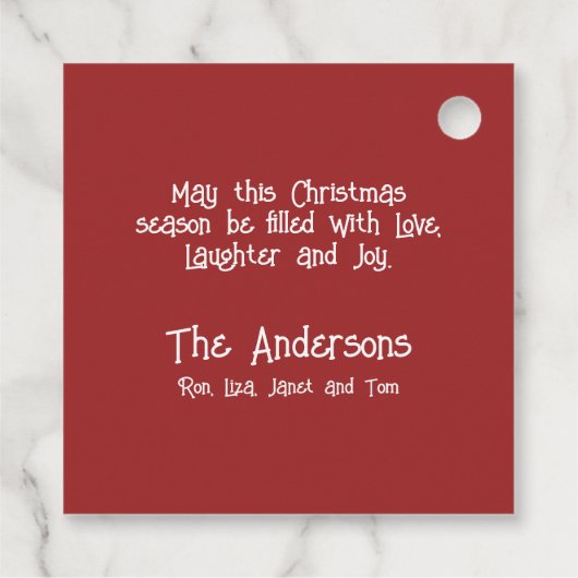 サンタクロースパーソナライズされたウォーターカラークリスマス フェイバータグ (裏面)