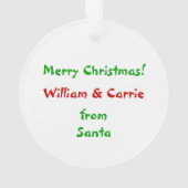 サンタクロースパーソナライズされたキッズクリスマス オーナメント (裏面)