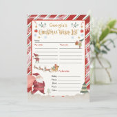 サンタクロースパーソナライズされたクリスマスのウィッシュリスト 招待状 (スタンド正面)