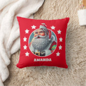 サンタクロースパーソナライズされたクリスマスキッズレッド クッション (ブランケット)
