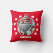 サンタクロースパーソナライズされたクリスマスキッズレッド クッション (裏面)