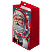 サンタクロースパーソナライズされたクリスマスキッズレッド スモールペーパーバッグ (正面アングル)