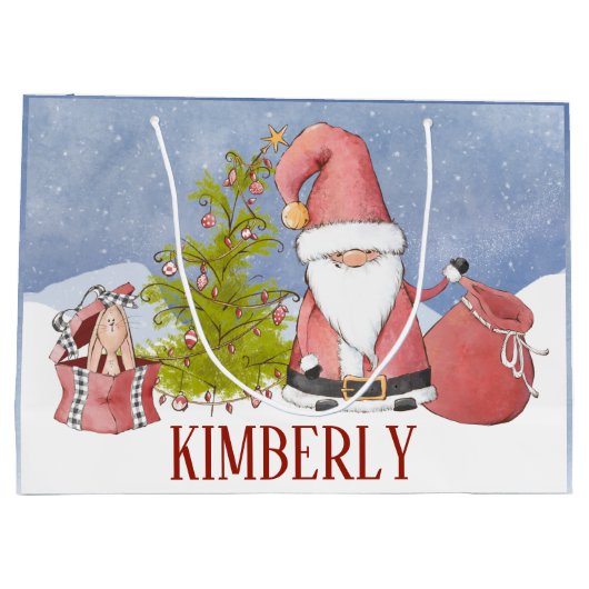 サンタクロースパーソナライズされたクリスマスラージ抱き枕 ラージペーパーバッグ (裏面)