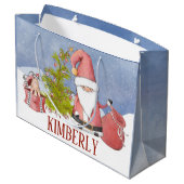 サンタクロースパーソナライズされたクリスマスラージ抱き枕 ラージペーパーバッグ (裏面アングル)