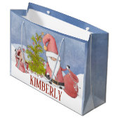 サンタクロースパーソナライズされたクリスマスラージ抱き枕 ラージペーパーバッグ (正面アングル)