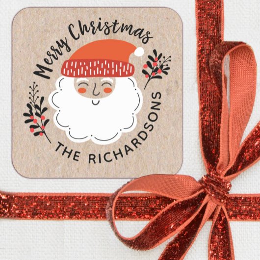 サンタクロースパーソナライズされたクリスマス スクエアシール