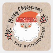 サンタクロースパーソナライズされたクリスマス スクエアシール (正面)