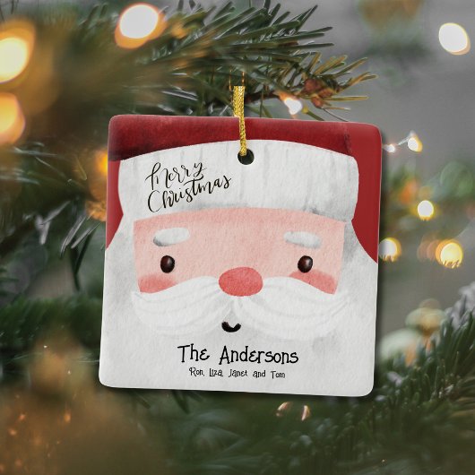 サンタクロースパーソナライズされたメリークリスマスフォト セラミックオーナメント