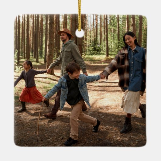 サンタクロースパーソナライズされたメリークリスマスフォト セラミックオーナメント (裏面)