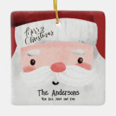 サンタクロースパーソナライズされたメリークリスマスフォト セラミックオーナメント (正面)