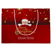 サンタクロースパーソナライズされたメリークリスマス抱き枕 ラージペーパーバッグ (正面)