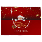 サンタクロースパーソナライズされたメリークリスマス抱き枕 ラージペーパーバッグ (裏面)