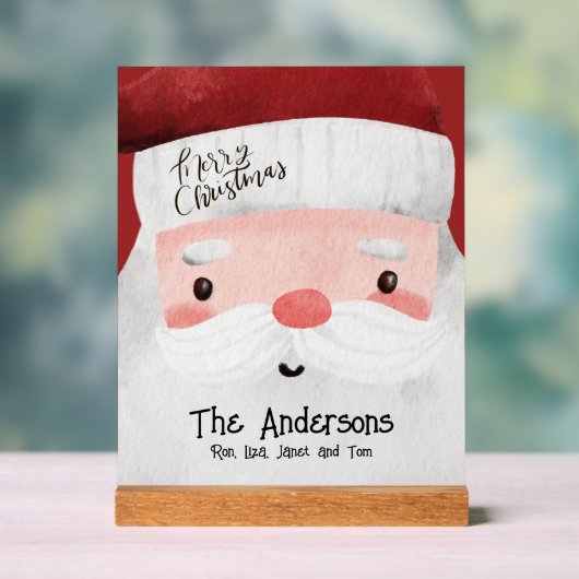 サンタクロースパーソナライズされたメリークリスマス アクリルサイン (ニュートラル)