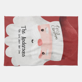 サンタクロースパーソナライズされたメリークリスマス キッチンタオル