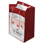 サンタクロースパーソナライズされたメリークリスマス ミディアムペーパーバッグ (正面アングル)