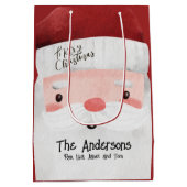 サンタクロースパーソナライズされたメリークリスマス ミディアムペーパーバッグ (裏面)