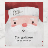 サンタクロースパーソナライズされたメリークリスマス ワインラベル (シングルラベル)