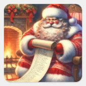 サンタクロースパーソナライズされたリスト スクエアシール (正面)
