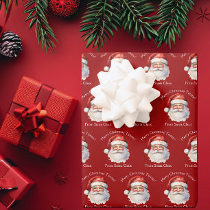 サンタクロースパーソナライズされたレッドキッズクリスマス ラッピングペーパーシート
