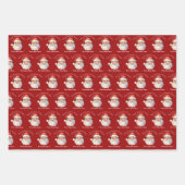 サンタクロースパーソナライズされたレッドキッズクリスマス ラッピングペーパーシート (正面2)