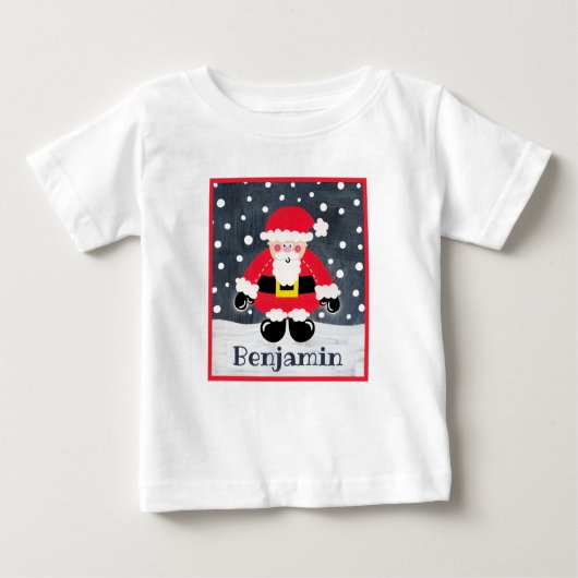 サンタクロースパーソナライズされた・クリスマス神父 ベビーTシャツ (正面)