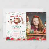 サンタクロースパーティークリスマスホリデー誕生日写真 招待状 (正面)