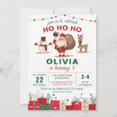 サンタクロースパーティークリスマスホリデー誕生日 招待状 (正面)