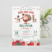 サンタクロースパーティークリスマスホリデー誕生日 招待状 (スタンド正面)