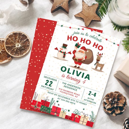 サンタクロースパーティークリスマスホリデー誕生日 招待状