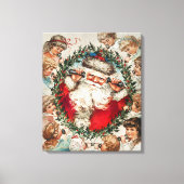 サンタクロースビクトリアンが子どもたちと電話で キャンバスプリント (正面)