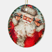 サンタクロースビクトリアンが子どもたちと電話で セラミックオーナメント (左)