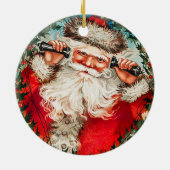 サンタクロースビクトリアンが子どもたちと電話で セラミックオーナメント (裏面)