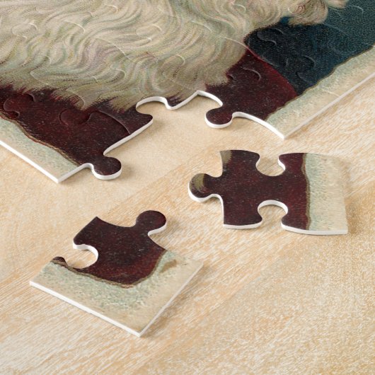 サンタクロースビクトリアンをフィーチャーしたクリスマスカード ジグソーパズル (側面)