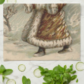 サンタクロースビクトリアンクリスマスツリー キッチンタオル (折り畳み)