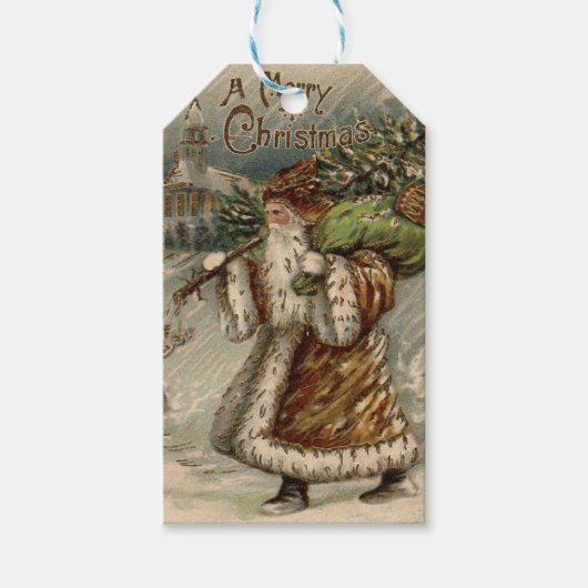 サンタクロースビクトリアンクリスマスツリー ギフトタグ (正面)