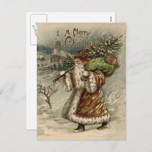 サンタクロースビクトリアンクリスマスツリー シーズンポストカード (正面/裏面)