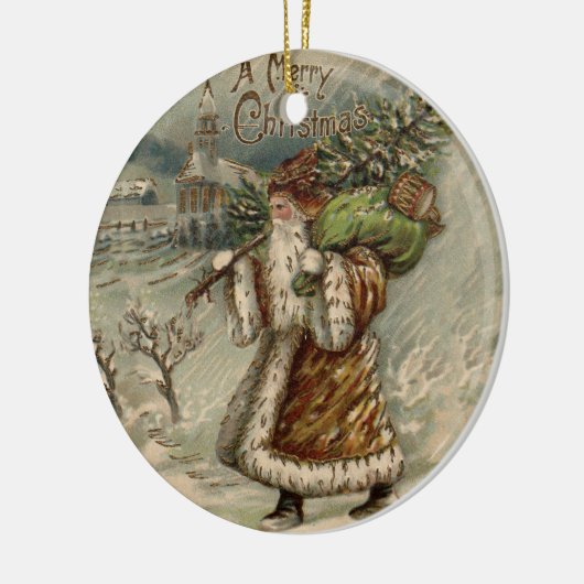 サンタクロースビクトリアンクリスマスツリー セラミックオーナメント (左)