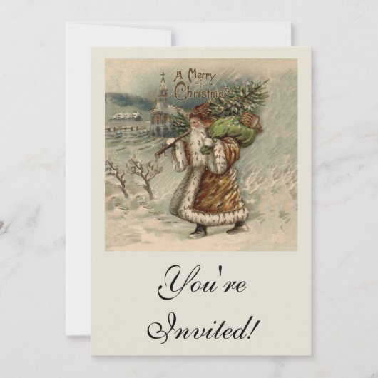サンタクロースビクトリアンクリスマスツリー 招待状 (正面)