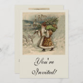 サンタクロースビクトリアンクリスマスツリー 招待状 (正面/裏面)