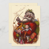 サンタクロースビクトリアンクリスマスパーティの招待状 招待状 (正面/裏面)