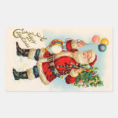 サンタクロースビクトリアンバルーン 長方形シール (正面)